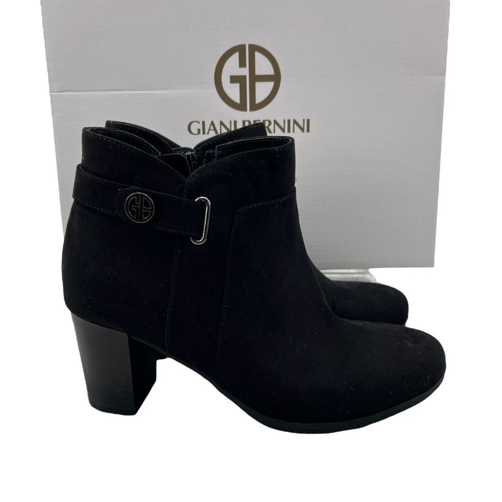 Giani Bernini Womens 7 Booties Black Textile Artemyss Memory Foam Block Heel